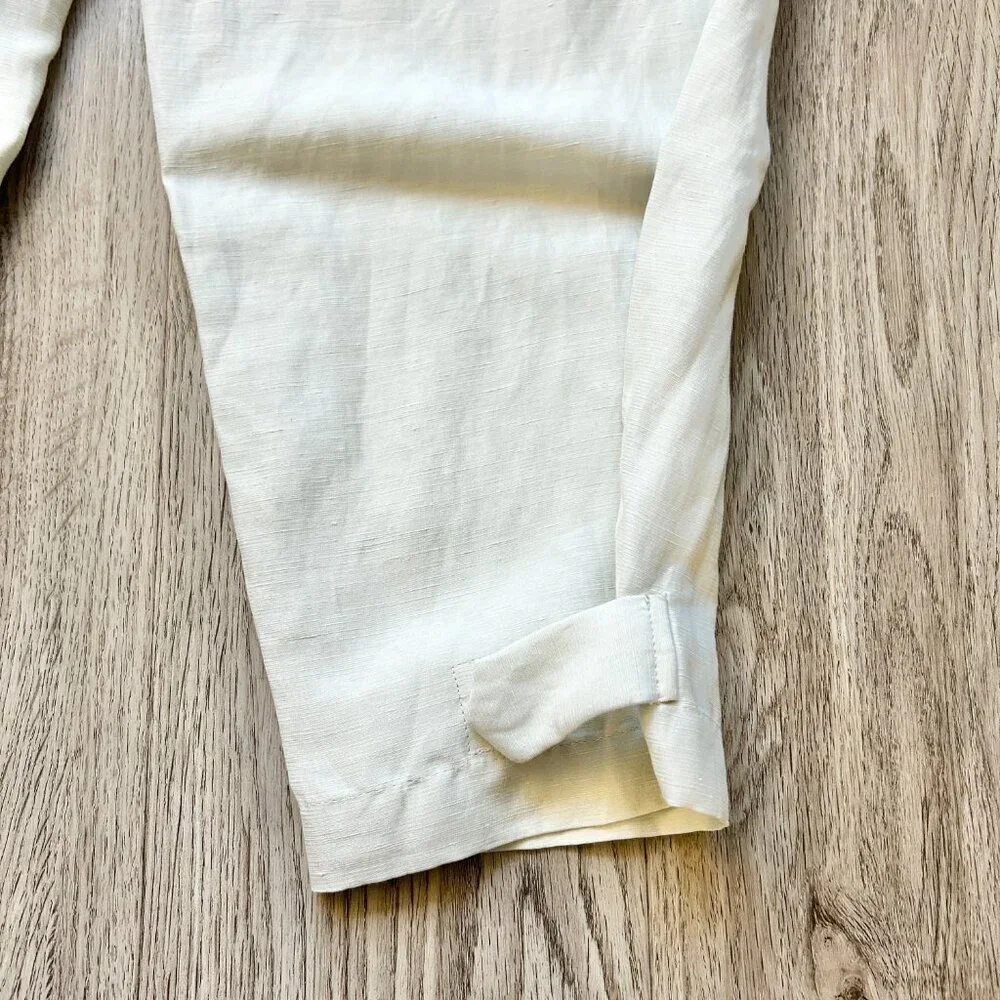 Aritzia Wilfred Kafka Linen High Rise Cargo Coastal Pants in Sand Cream Size 0